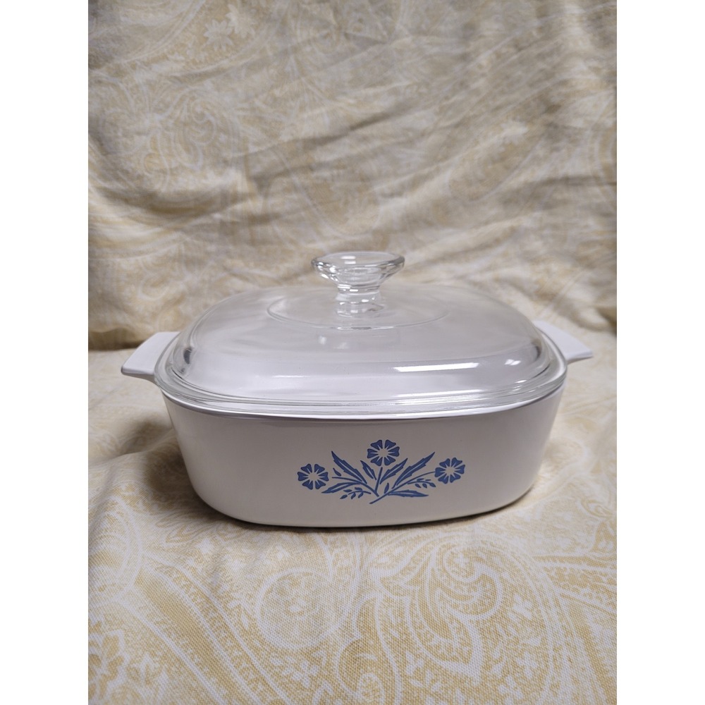 Corning Ware Blue Cornflower 2 Quart Casserole Dish with Lid A-2-B Vintage USA